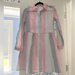 NWT JCREW FACTORY MULTI PINK STRIPED SHIRTDRESS SZ4